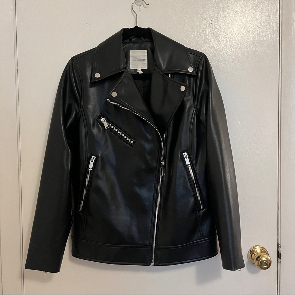 Avec Les Filles Black Faux Leather Jacket - Small